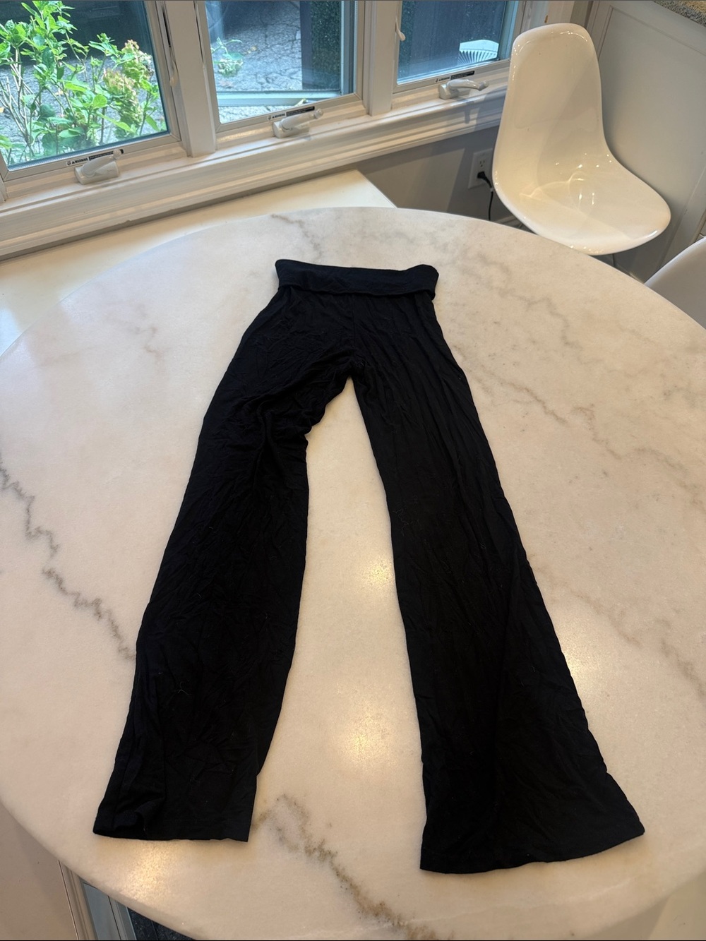 Women’s Black flare Leg Lounge Pants with fold over waistband